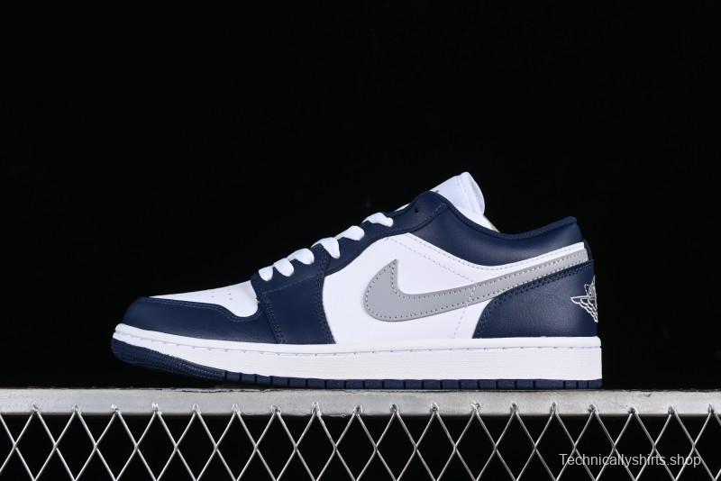 Nike Air Jordan 1 Low AJ1 White Blue Grey Low Top Lifestyle Basketball Shoes - 553558-141