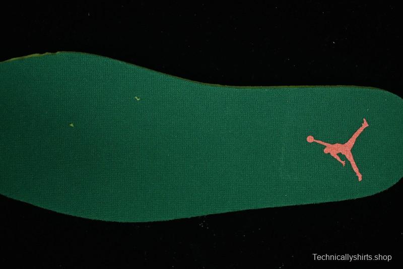 Nike Air Jordan 5 Retro Low AJ5 Sneakers in Football Grey with Vivid Orange and Pine Green Accents - FQ1293-018