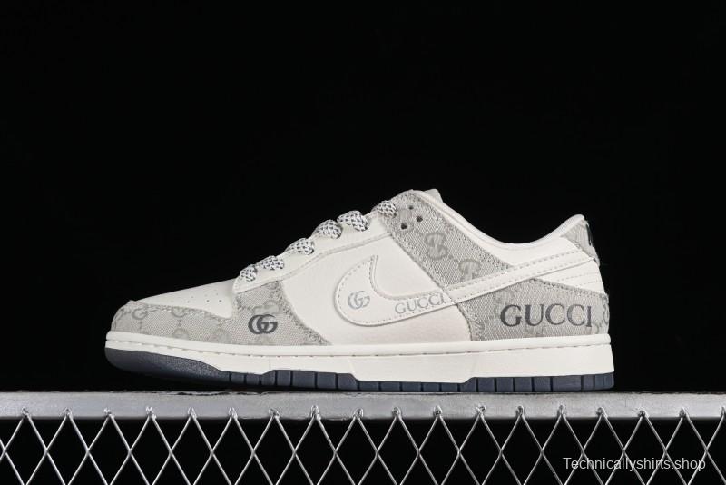 Nike SB Dunk Low Gucci Collaboration - Smoke Grey Anniversary Custom Low-Top Casual Sneakers - CF3688-003