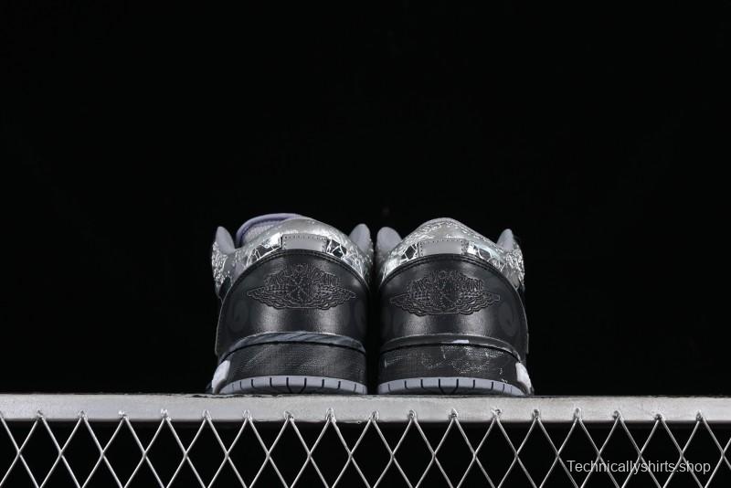 Nike Air Jordan 1 Low AJ1 Panda Prank Modern Gray Silver Black Low-top Casual Sneakers - 553560-053