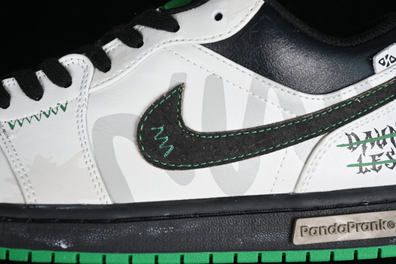 Nike Air Jordan 1 Low Retro Basketball Shoes with Panda Mischief Pioneer Rider Design - 553558-065