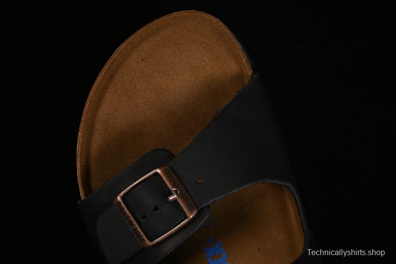 Birkenstock Birkenstock Sandals Series Black Leather with Soft Cushioning Cork Midsole - T.D4