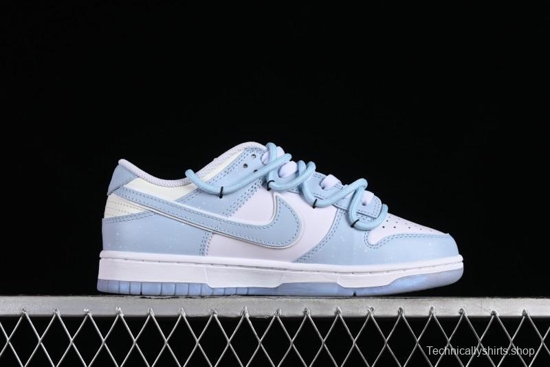 Nike Dunk Low SB Casual Sneakers in Light Blue with Sea Salt Lime Accents - FJ7743-194