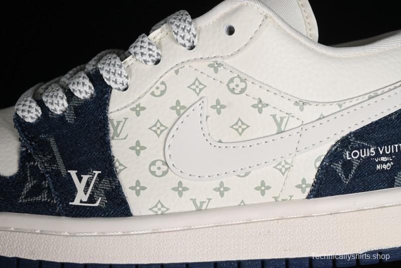 Nike Air Jordan 1 Low LV Collaboration - Light Blue Retro Casual Sneakers - SJ9950-003