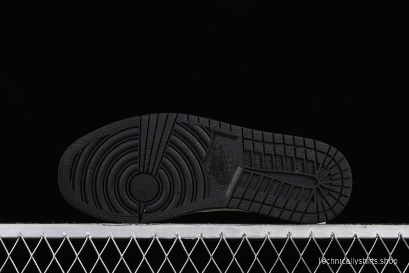 Nike Travis Scott x Fragment Design x Air Jordan 1 Low OG SP AJ1 LV Classic Black Gold Low-top Casual Sneakers - SJ2068-103