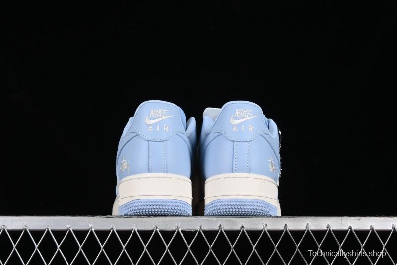 Nike Air Force 1 '07 Low Stussy Collaboration - Sky Blue Low-Top Casual Sneakers - BB9599-201