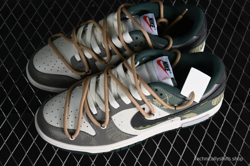 Nike Dunk Low Panda Prank Jungle Crossing - Green Wild Floating Abyss Beige Brown Green SB Lace-Up Low-Top Casual Skate Shoes - FD0350-133