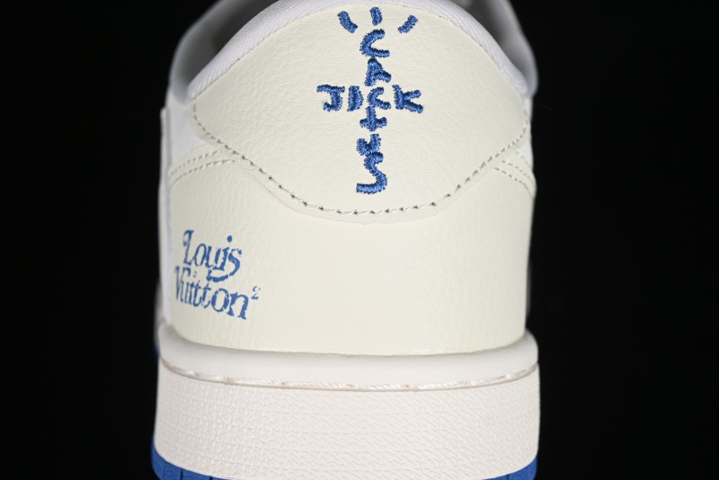 Nike Travis Scott x Fragment Design x Air Jordan 1 Low OG SP AJ1 LV Collaboration Light Blue Low-Top Casual Sneakers - LJ5188-007