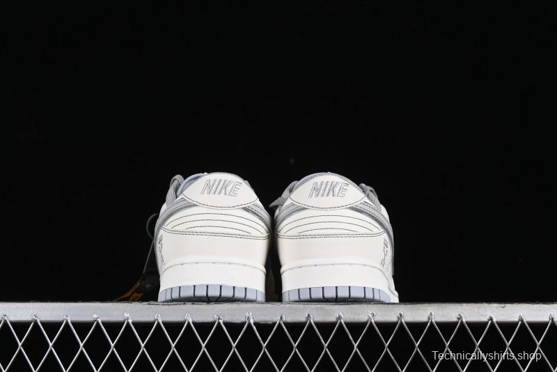 Nike SB Dunk Low OFF-WHITE Collaboration - Light Beige Grey Check Anniversary High-End Custom Low-Top Casual Sneakers - DJ2024-001