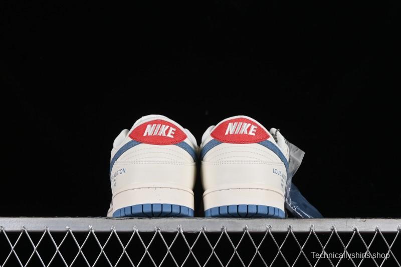 Nike SB Dunk Low LV Collaboration - Beige Blue Chanel Style Anniversary High-End Custom Low-Top Casual Sneakers - XX2025-323