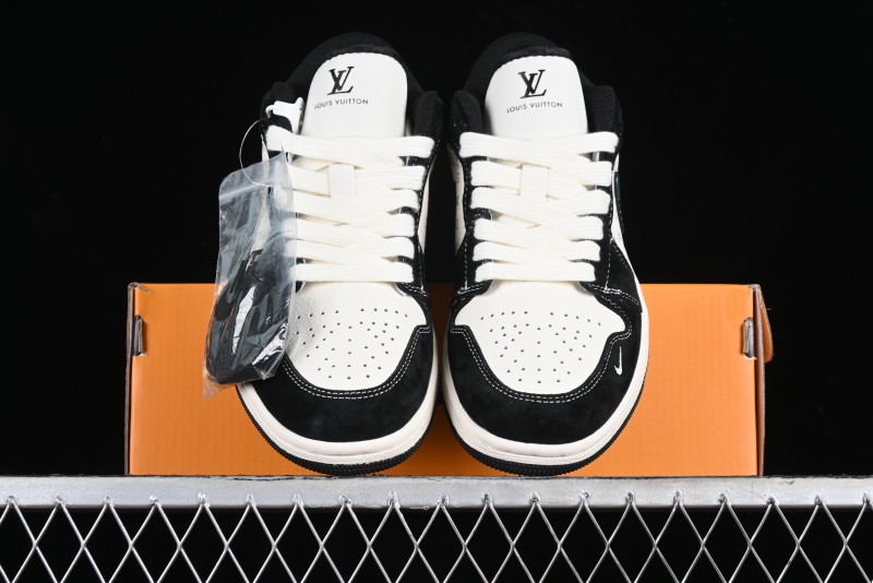 Nike Air Jordan 1 Low LV Collaboration - Black Warrior Custom High-End Basketball Shoes - SJ9950-007