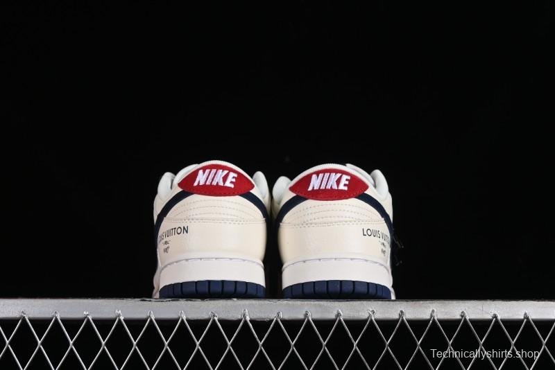 Nike SB Dunk Low LV Collaboration - Suede Navy Blue Anniversary High-End Custom Low-Top Casual Sneakers - FC1688-134