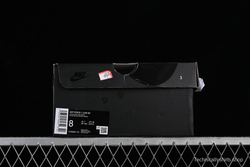 Nike Supreme x Air Force 1 Low Casual Sneakers with Full-Grain Leather and 3/4 Air Cushion - CU9225-101