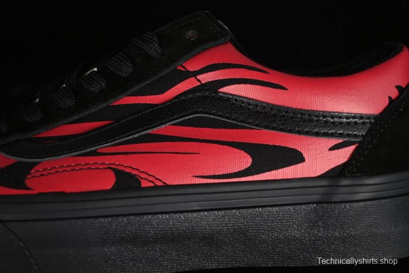 Vans Knu Skool High Street American Retro Canvas Skate Shoes in Black Red - VN0009BCRTU