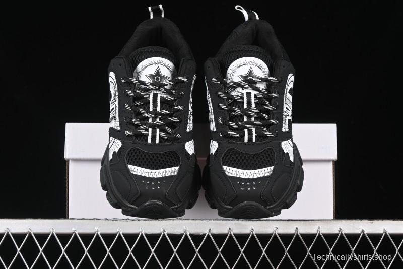 Dior Chrono Round Toe Lace-Up Lifestyle Casual Running Sneakers - 6865 BLACK WHITE