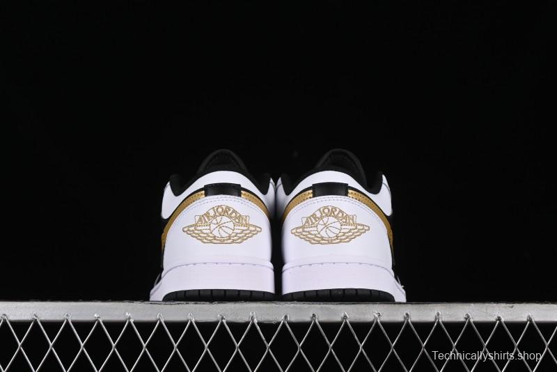 Nike Air Jordan 1 Low AJ1 Black White Gold Hook Basketball Shoes - 553558-172