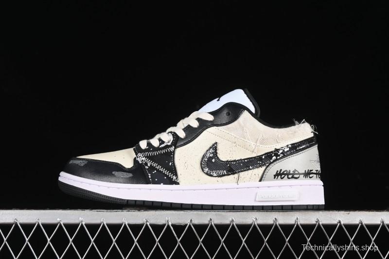 Nike Air Jordan 1 Low AJ1 Panda Prank Universe Exploration Custom Casual Sneakers - 553558-132