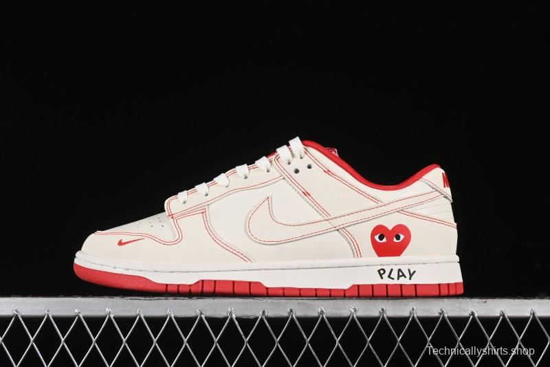 Nike SB Dunk Low Comme des Garcons Collaboration - Off-White Small Red Hook Anniversary High-End Custom Low-Top Casual Skate Shoes - KK1688-100