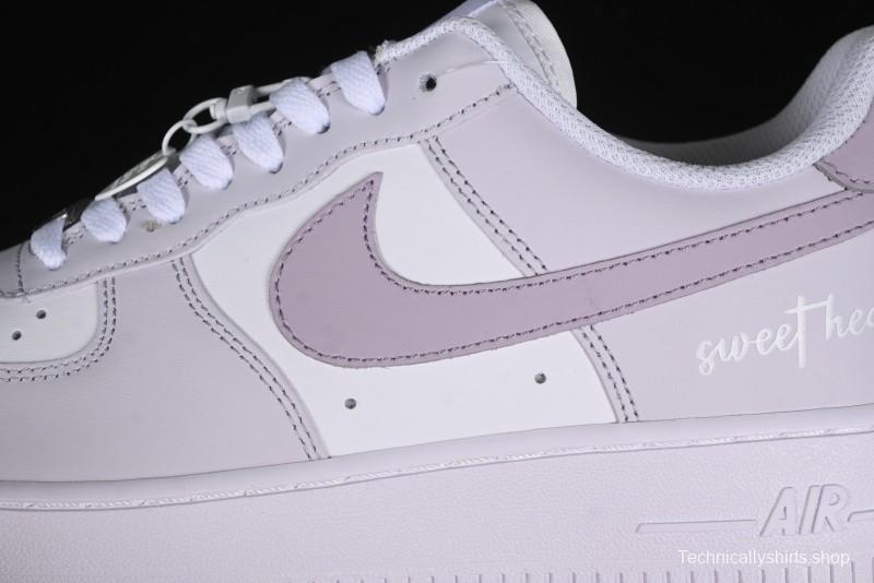 Nike Air Force 1 '07 Low Casual Sneakers with Anime-Inspired Light Gray Purple Spray Paint Design - DY8899-004
