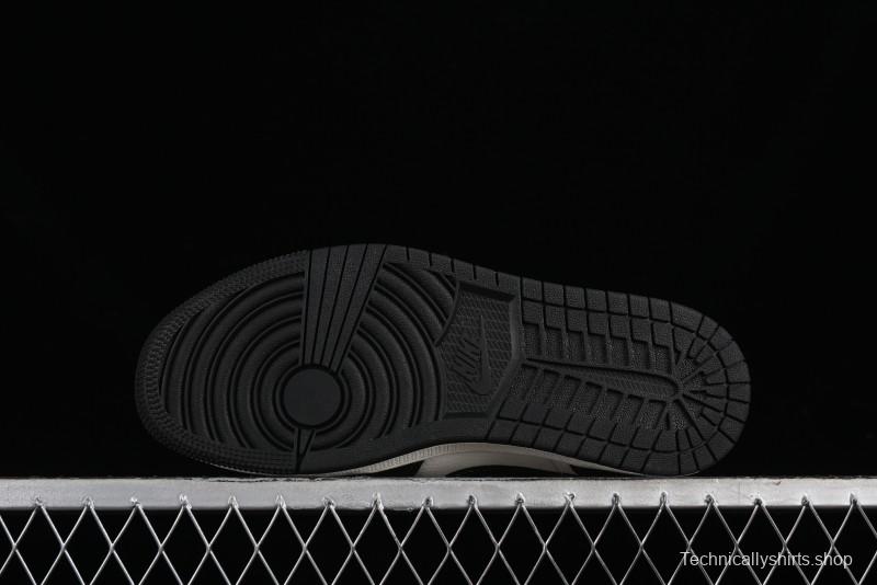 Nike Air Jordan 1 Low AJ1 x Violent Bear Collaboration - Black Beige Mark Line Custom Retro Basketball Shoes - SJ9950-013