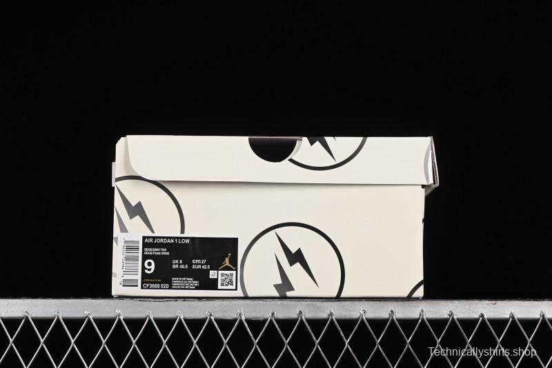 Nike Air Jordan 1 Low AJ1 Lightning Collaboration - Off White Grey Anniversary Custom Edition Low-Top Casual Sneakers - CF3688-020