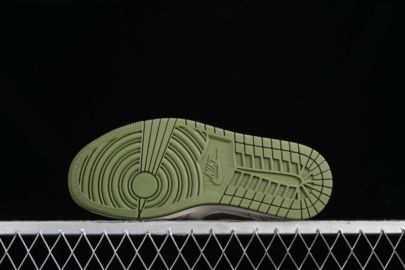 Nike Air Jordan 1 Low Retro Basketball Shoes in Off-White Olive Green - CF3688-019