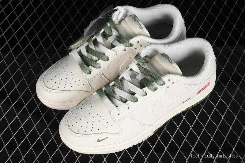Nike SB Dunk Low Supreme Collaboration - Beige Green Two-Tone Anniversary High-End Custom Low-Top Casual Skate Shoes - BB8675-109