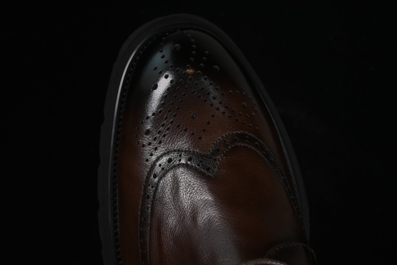 ECCO Block Derby Round Toe Genuine Leather Brogue Dress Shoes - 63667201002