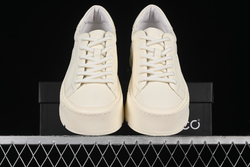 ECCO Street Light Series Autumn Platform Round Toe Versatile Casual White Sneakers 63311901002