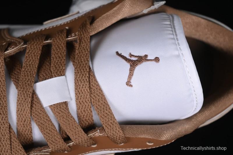 Nike Air Jordan 1 Low AJ1 White Tan Low-Top Casual Sneakers - DC0774-202
