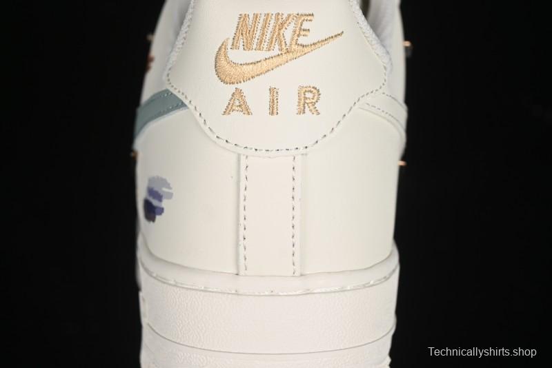 Nike Air Force 1 '07 Low Casual Sneakers with Mint Mambo Anime Theme and Gold Spray - ZH0316-040