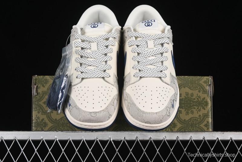 Nike SB Dunk Low Gucci Collaboration - Smoke Blue Anniversary High-End Custom Low-Top Casual Skate Shoes - XX2025-801