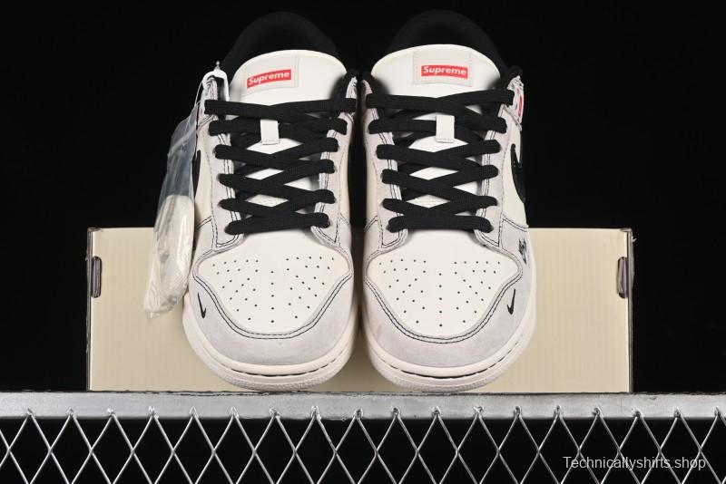 Nike SB Dunk Low SUP Collaboration - Gray White Black Swoosh Anniversary High-End Custom Low-Top Casual Skate Shoes - MM1089-019