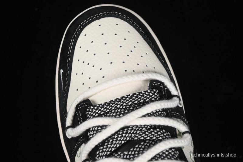 Nike SB Dunk Low Violent Bear Series - Lace-Up Beige with Black Swoosh Anniversary High-End Customized Low-Top Casual Skate Shoes - SJ2068-290