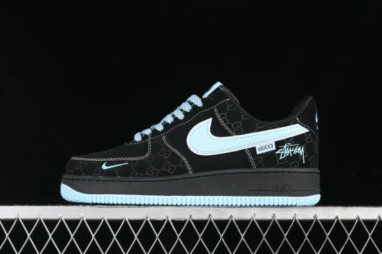Nike Air Force 1 '07 Low Stussy Collaboration - Black Tiffany Low-Top Casual Sneakers - KK1988-008