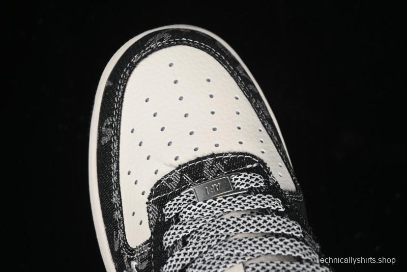 Nike Air Force 1 '07 Low Levi's Collaboration Double Swoosh Beige Black Casual Sneakers - SJ6698-001