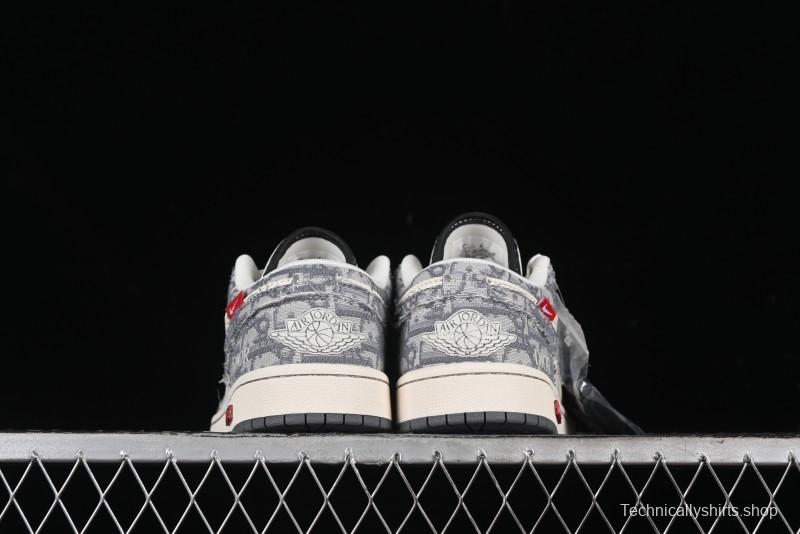 Nike Air Jordan 1 Low AJ1 Dior Collaboration - Grey Blue Red Label Retro Basketball Shoes - SJ9950-037