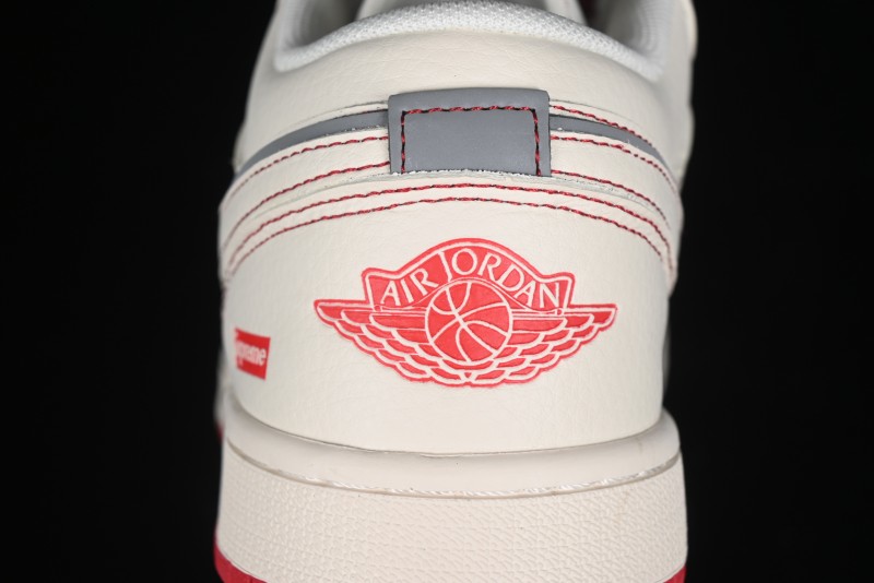 Nike Air Jordan 1 Low AJ1 Supreme Collaboration - Red Rabbit Retro Basketball Shoes - SJ9950-025