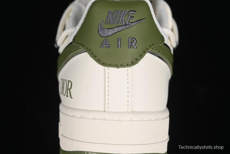Nike Air Force 1 '07 Low Dior Collaboration - White Green Drawstring Casual Sneakers - SJ1198-200