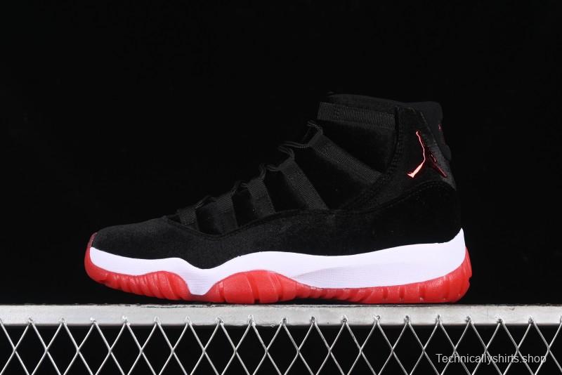 Nike Air Jordan 11 Retro "Bred Velvet" Basketball Shoes with Velvet Overlay - DB5457-061