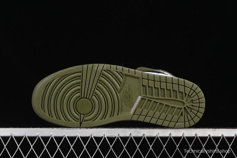 Nike Air Jordan 1 Mid AJ1 Army Green Mid-Top Casual Sneakers - DQ8426-092
