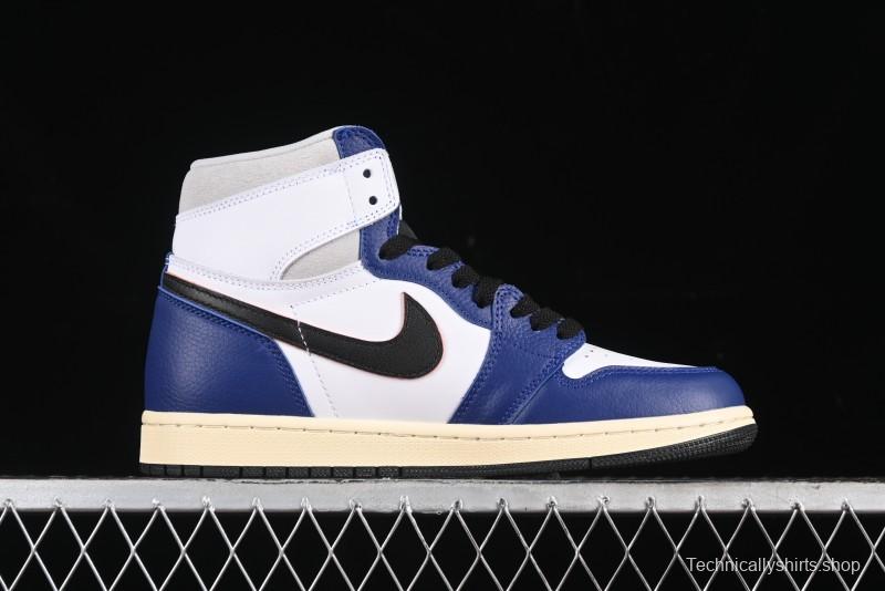 Nike Air Jordan 1 Retro High Basketball Shoes in White Deep Royal Blue - DZ5485-100