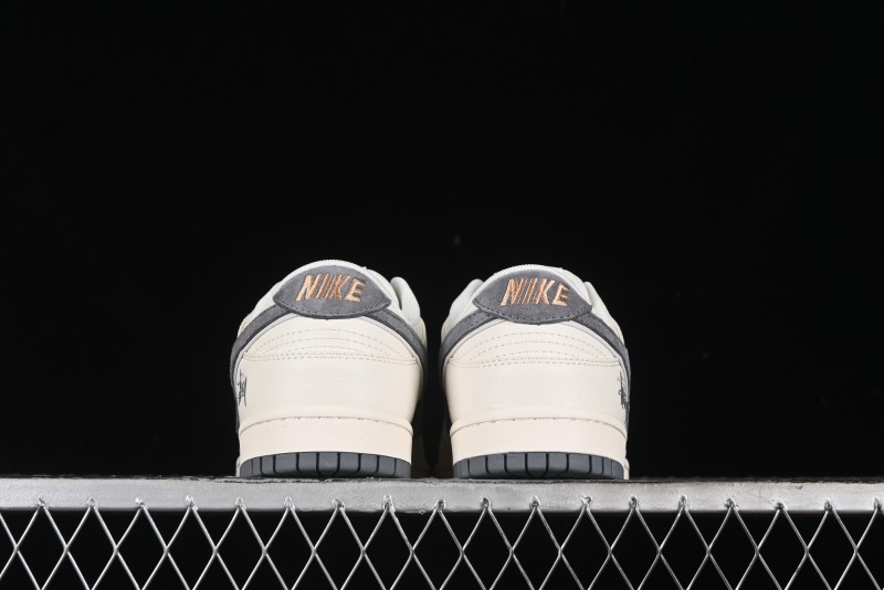 Nike SB Dunk Low Stussy Collaboration - Off White Grey Pig Anniversary Custom Low-Top Casual Skate Shoes - XX2025-888