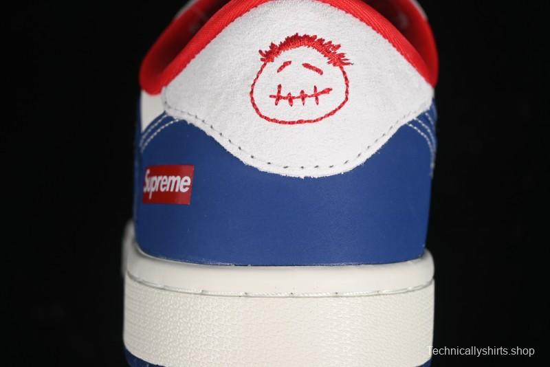Nike Travis Scott x Fragment Design x Air Jordan 1 Low OG SP AJ1 Supreme Collaboration - Blue White Colorway Low Top Casual Sneakers CH6336-016