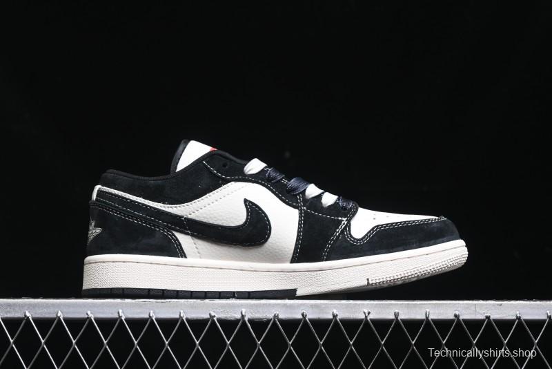 Nike Air Jordan 1 Low AJ1 Supreme Collaboration - Black White Two-Tone Retro Basketball Shoes - SJ9950-021