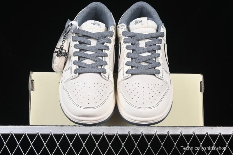 Nike SB Dunk Low Stussy Collaboration - Beige Grey Line Anniversary High-End Custom Low-Top Casual Sneakers - BB7518-007