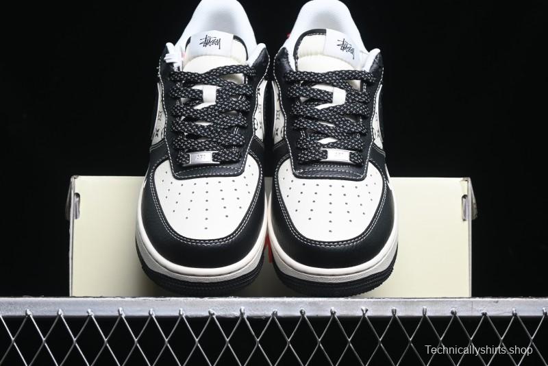 Nike Air Force 1 '07 Low Stussy Collaboration - Beige Black Pattern Red Outsole Low Top Casual Sneakers - XZ6188-339