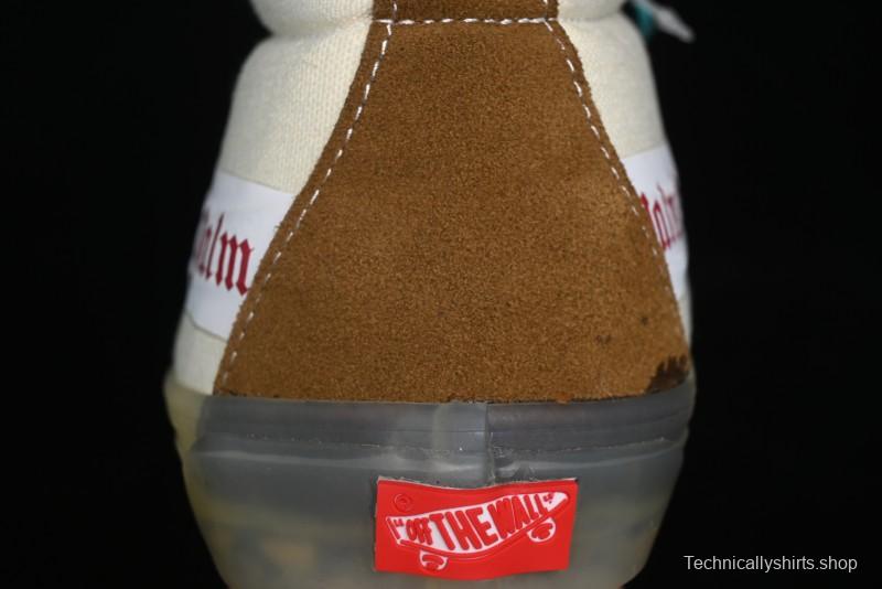 Palm Angels x Vans Sk8-Mid Collaboration Mid-Top Skate Shoes with Distressed Sole - VN000CRPGRN