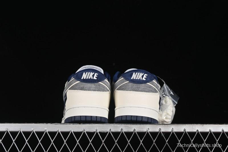 Nike SB Dunk Low Collaboration with Violent Bear - Patchwork Grey Swoosh Anniversary Custom Edition Low-Top Casual Skate Shoes - KK1333-013