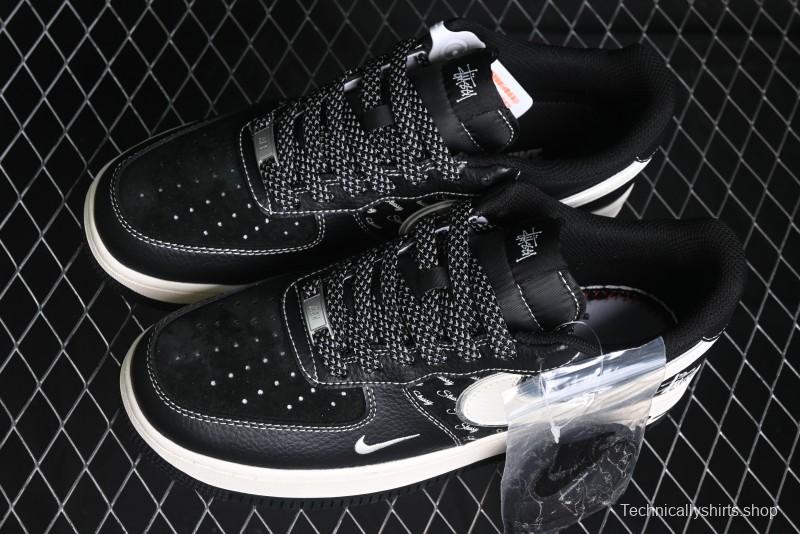 Nike Air Force 1 '07 Low Stussy Collaboration - All Black Low-Top Casual Sneakers - XZ6188-311